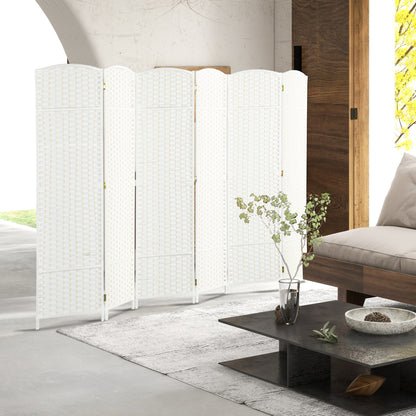 6-Panel Room Divider 240x170 cm Folding Room Separator for Living Room Bedroom Office White