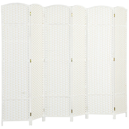 6-Panel Room Divider 240x170 cm Folding Room Separator for Living Room Bedroom Office White