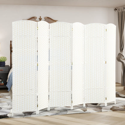 6-Panel Room Divider 240x170 cm Folding Room Separator for Living Room Bedroom Office White