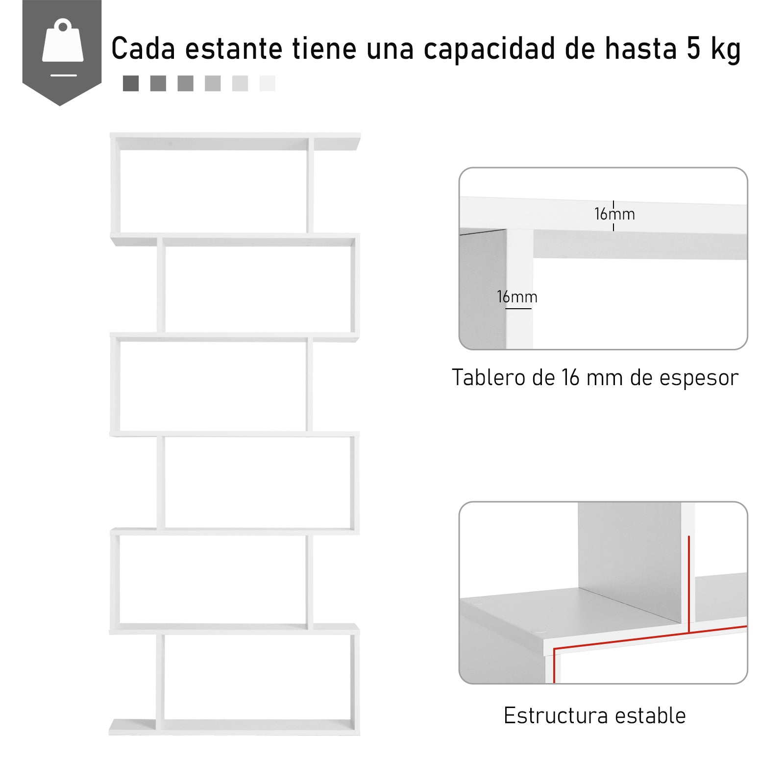 Modern Bookshelf with 6 Shelves for Dining Room Living Room Study 80x23x192 cm White