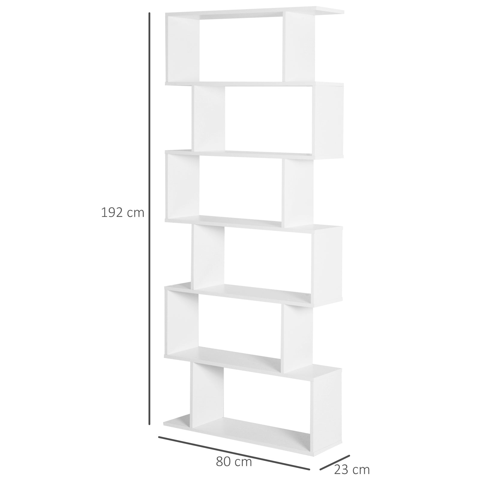 Modern Bookshelf with 6 Shelves for Dining Room Living Room Study 80x23x192 cm White
