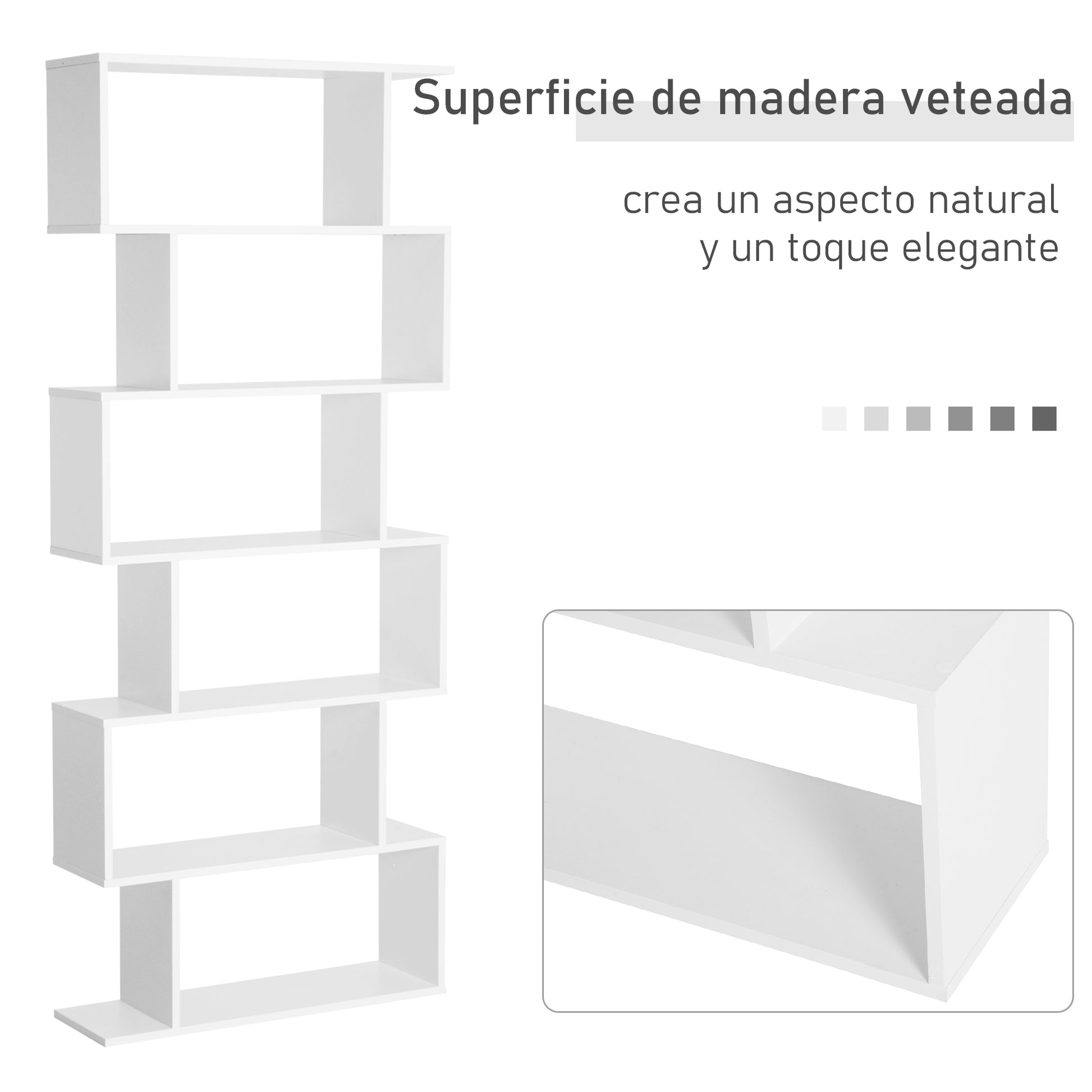 Modern Bookshelf with 6 Shelves for Dining Room Living Room Study 80x23x192 cm White