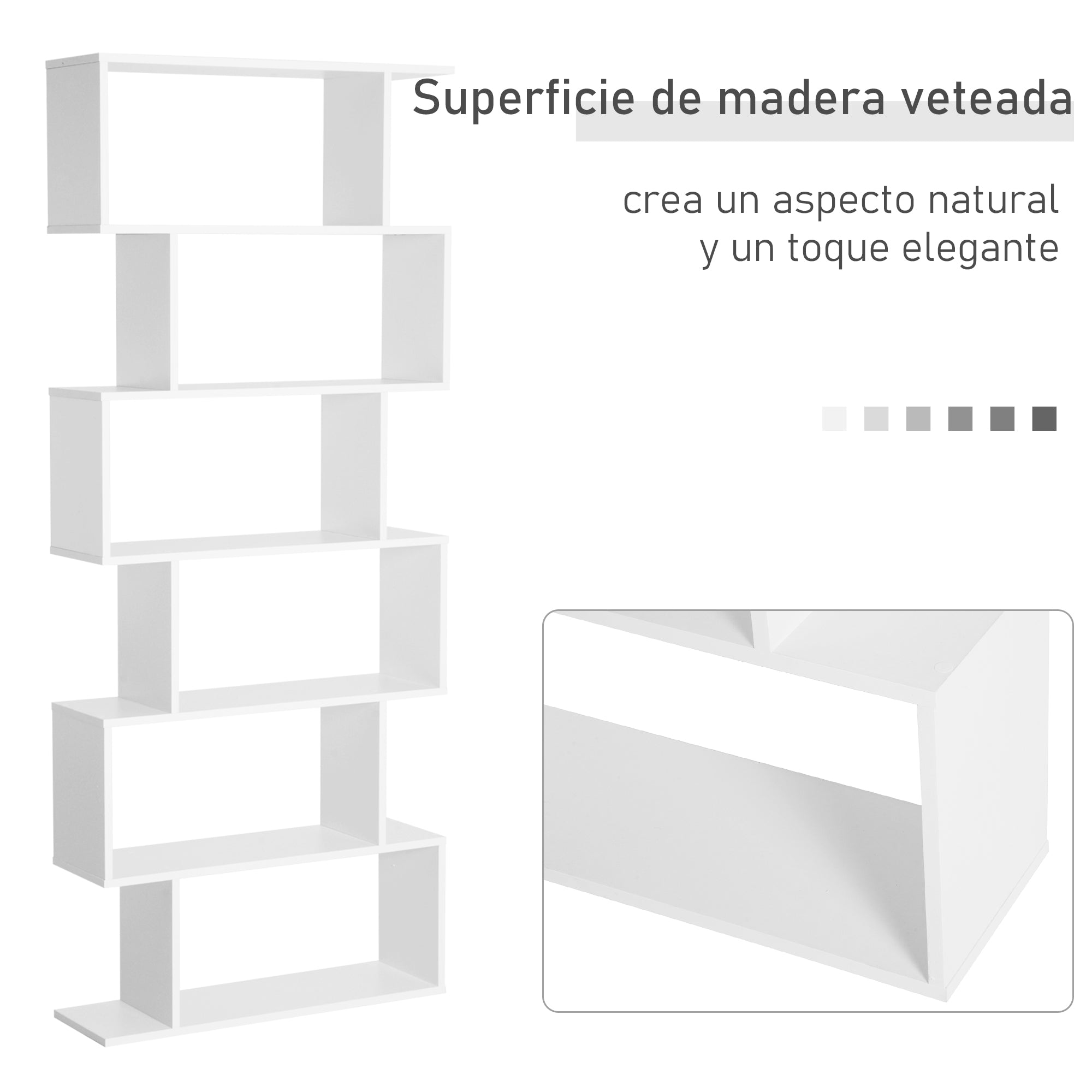 Modern Bookshelf with 6 Shelves for Dining Room Living Room Study 80x23x192 cm White