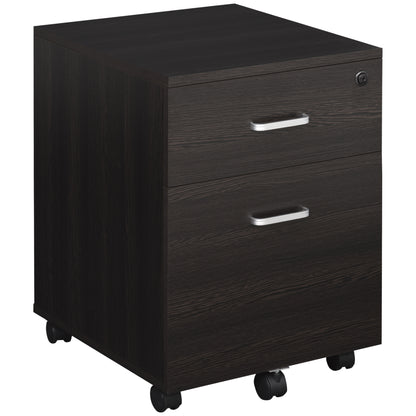 Mobile Filing Cabinet for A4 Files with Wheels Hanging File Cabinet with 2 Drawers and Lock 40x45x55.6 cm Wengué