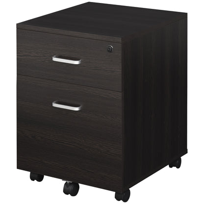 Mobile Filing Cabinet for A4 Files with Wheels Hanging File Cabinet with 2 Drawers and Lock 40x45x55.6 cm Wengué