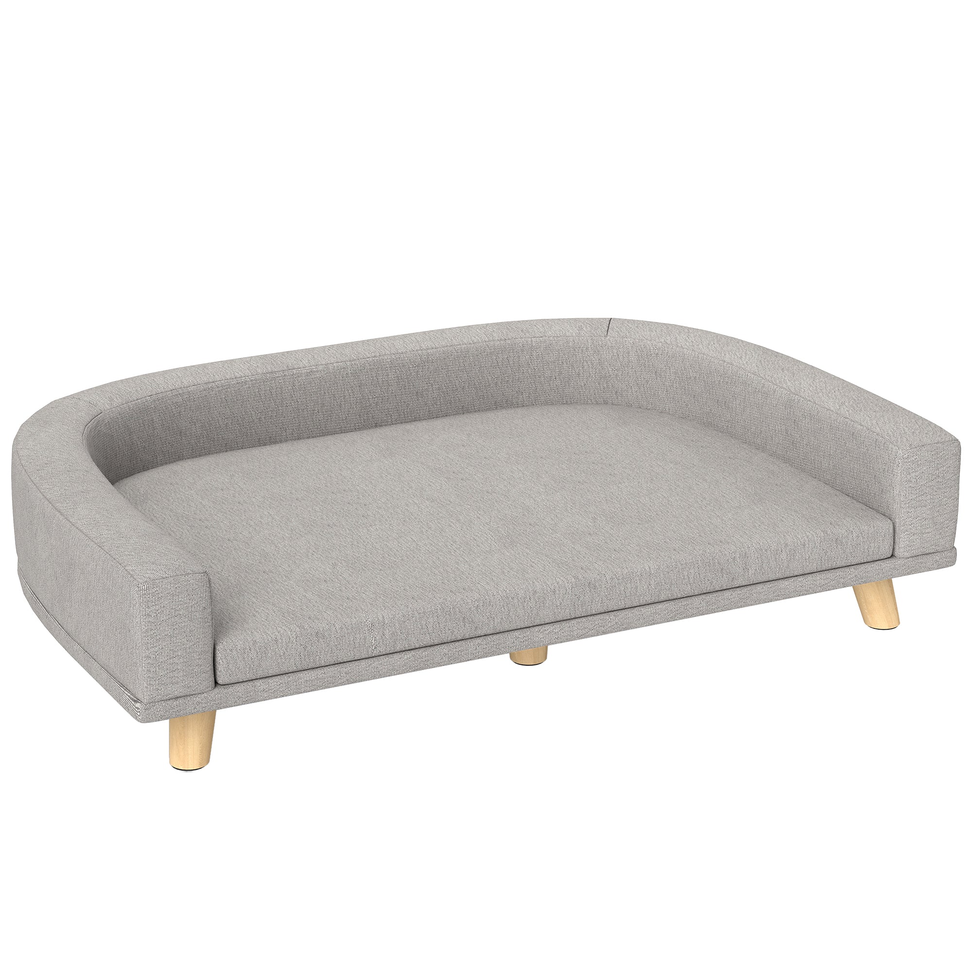 Dog Sofa, Dog Bed, Dog Couch with Elevated Design, Pet Sofa with Cushion, Dog Armchair with Wooden Legs, Cat Sofa for Large Dogs, 98 x 67 x 25 cm, Gray