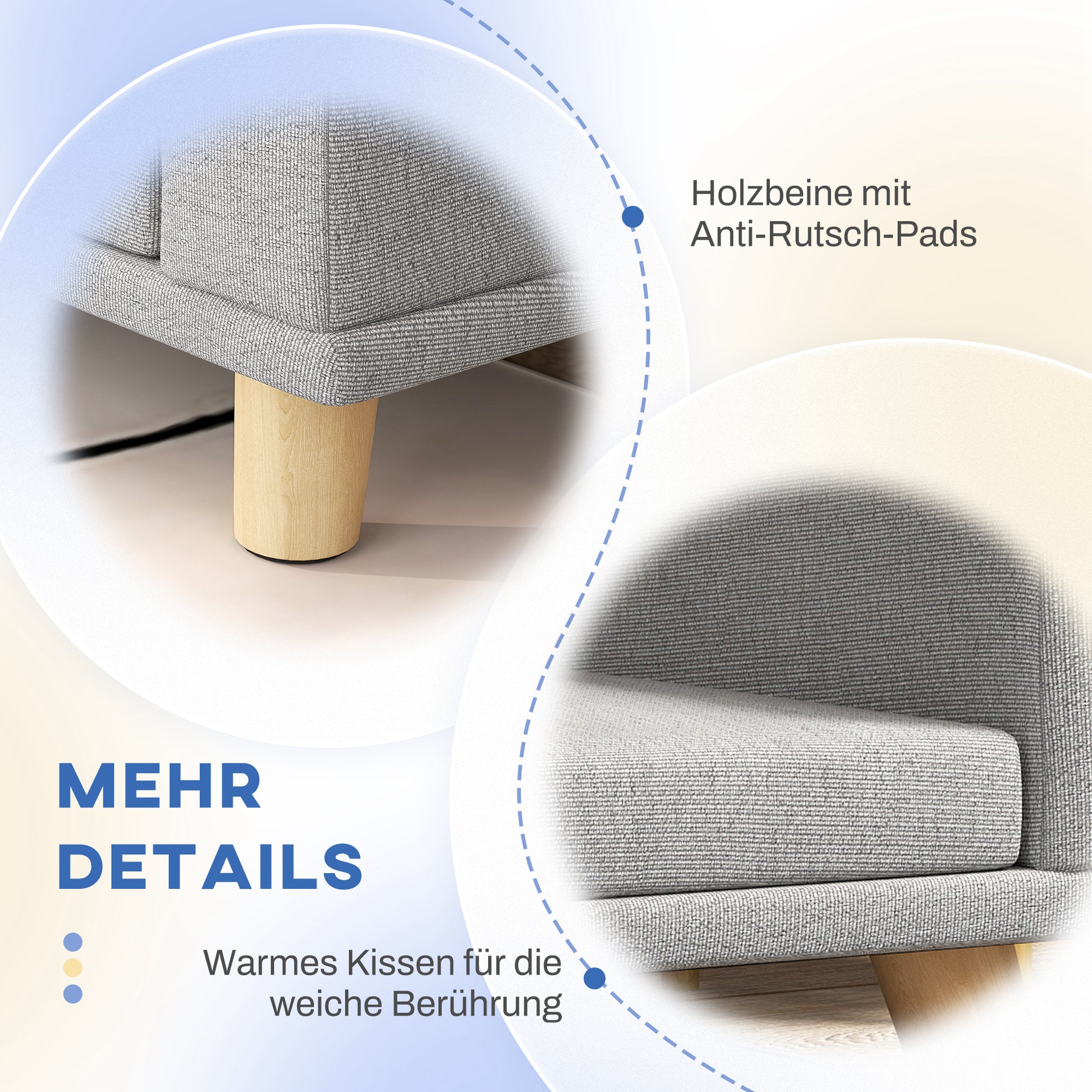 Dog Sofa, Dog Bed, Dog Couch with Elevated Design, Pet Sofa with Cushion, Dog Armchair with Wooden Legs, Cat Sofa for Large Dogs, 98 x 67 x 25 cm, Gray