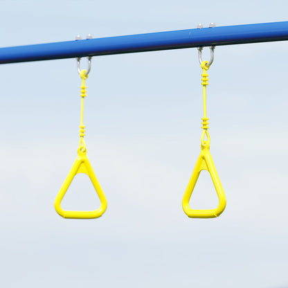 3-in-1 Kids Garden Swing Set with Standing Swing & Gym Rings, A-Frame Steel, Double Swings, 331 lb Capacity, Outdoor, Ages 3-8, 112.2 x 63 x 71.3 in