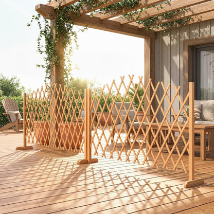 2-Piece Expandable Scissor Trellis with Feet, Freestanding Folding Garden Screen & Plant Support, Pine Wood, 71 x 12 x 40.6 in (180 x 30 x 103 cm) - Brown