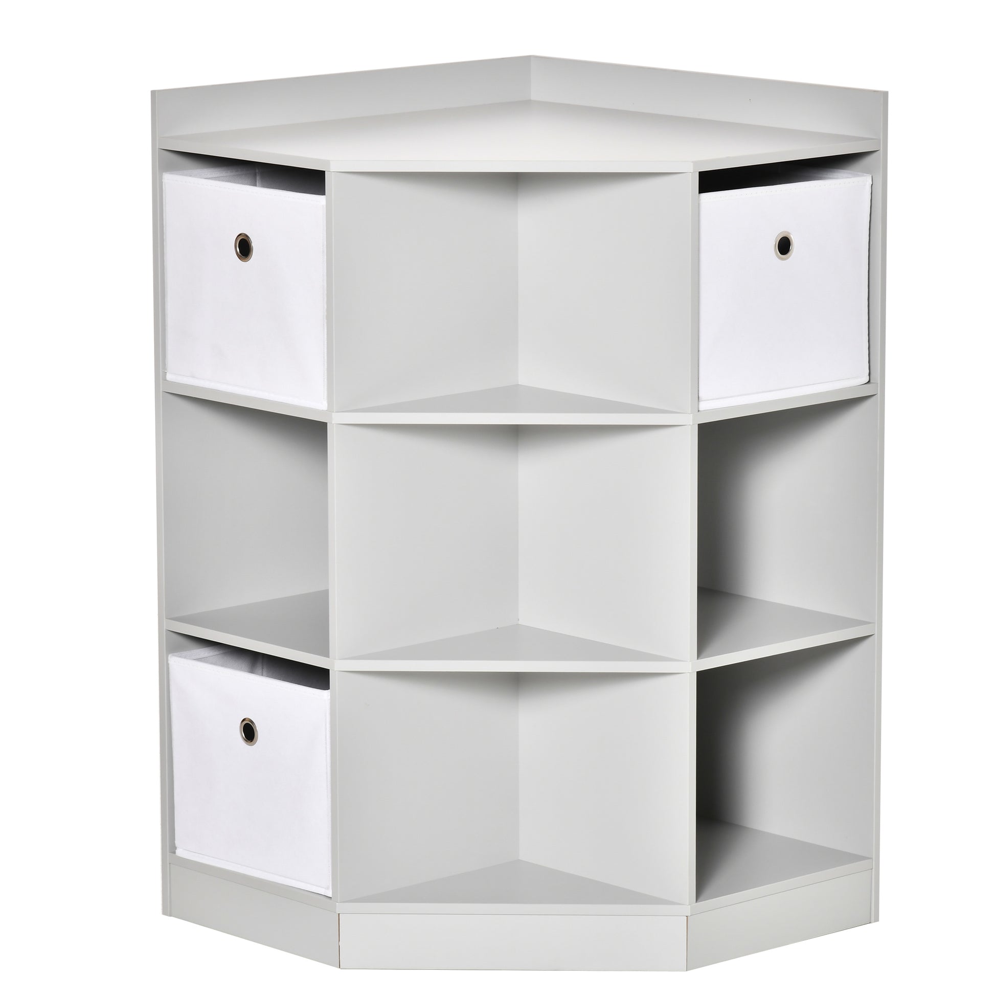 Children's Shelf Corner Shelf with 3 Storage Boxes Children's Room Toy Shelf for 3-12 Year Olds Gray 57.4 x 57.4 x 94 cm