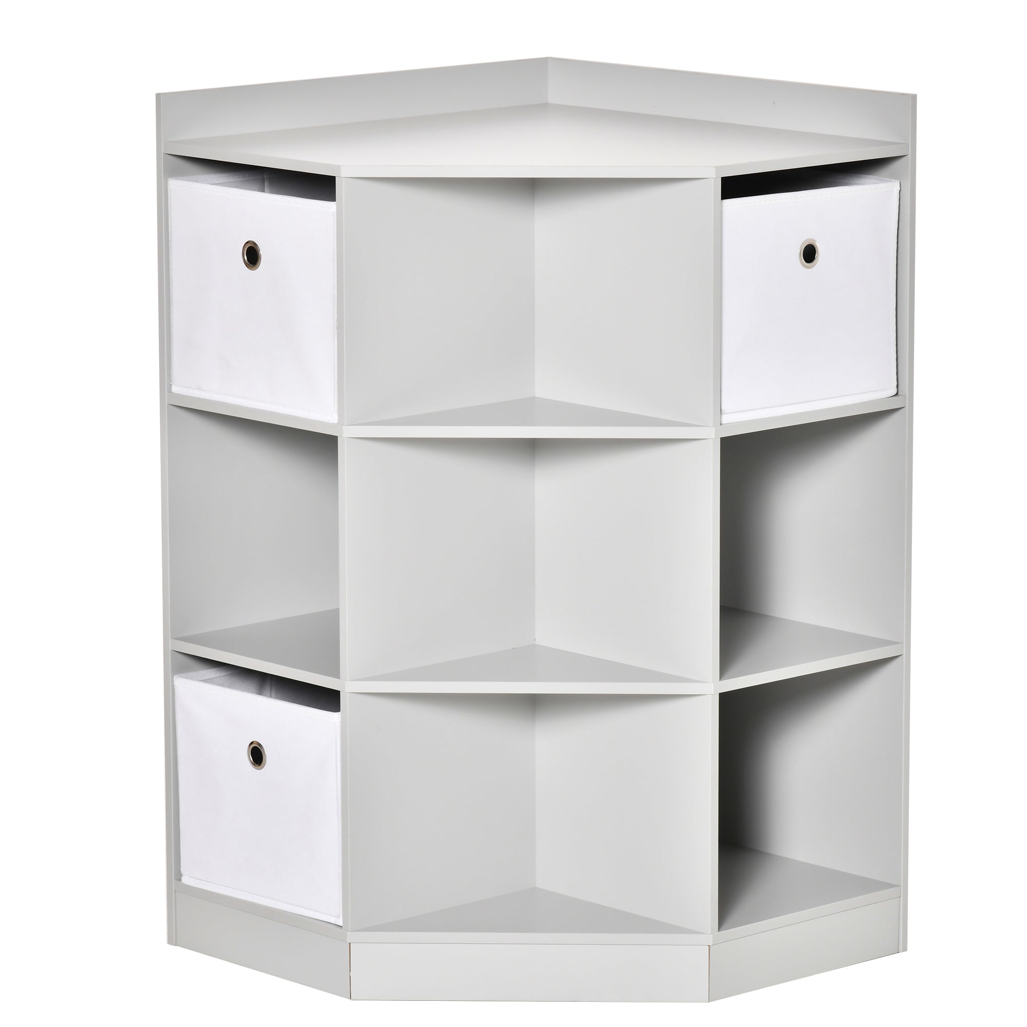 Children's Shelf Corner Shelf with 3 Storage Boxes Children's Room Toy Shelf for 3-12 Year Olds Gray 57.4 x 57.4 x 94 cm