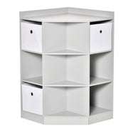 Children's Shelf Corner Shelf with 3 Storage Boxes Children's Room Toy Shelf for 3-12 Year Olds Gray 57.4 x 57.4 x 94 cm