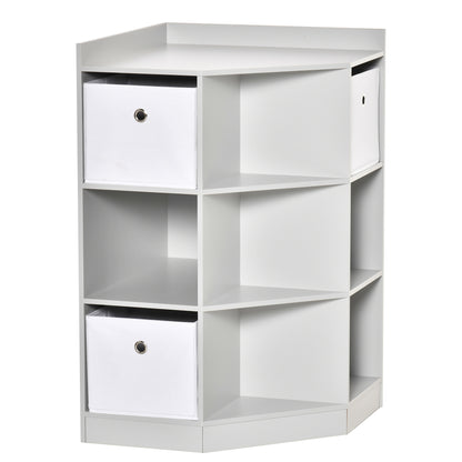Children's Shelf Corner Shelf with 3 Storage Boxes Children's Room Toy Shelf for 3-12 Year Olds Gray 57.4 x 57.4 x 94 cm