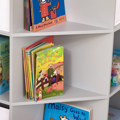 Children's Shelf Corner Shelf with 3 Storage Boxes Children's Room Toy Shelf for 3-12 Year Olds Gray 57.4 x 57.4 x 94 cm