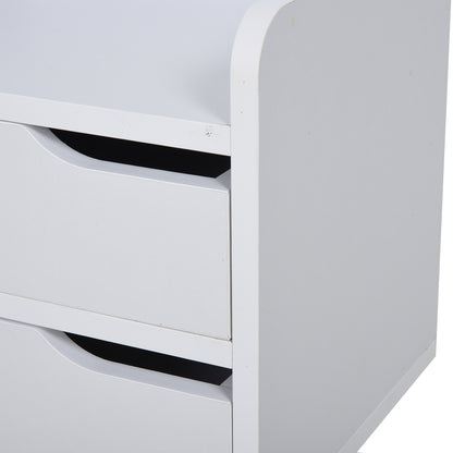 Multi-Purpose Bedside Table Side Cabinet for Living Room or Bedroom with 2 Spacious Drawers Pine Legs Modern Design 33x28x42 cm White