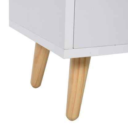 Multi-Purpose Bedside Table Side Cabinet for Living Room or Bedroom with 2 Spacious Drawers Pine Legs Modern Design 33x28x42 cm White