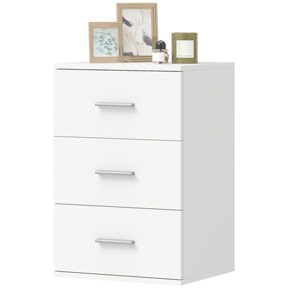 Nightstand with 3 Drawers, Bedroom Bedside Cabinet, MDF, White