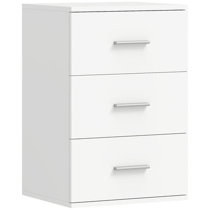 Nightstand with 3 Drawers, Bedroom Bedside Cabinet, MDF, White
