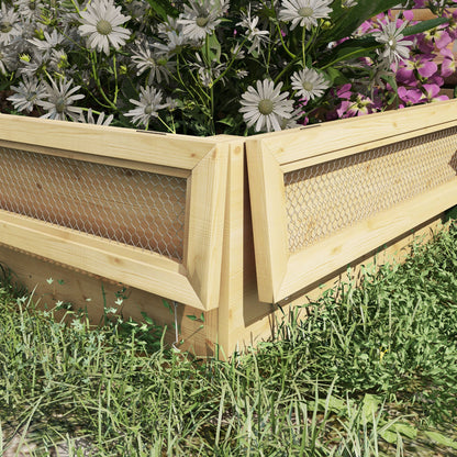 Raised Garden Planter with Trellis, Herbal Bed, Wooden Plant Box, Flower Box for Garden, Balcony, Natural Wood, 183 x 98.5 x 95 cm