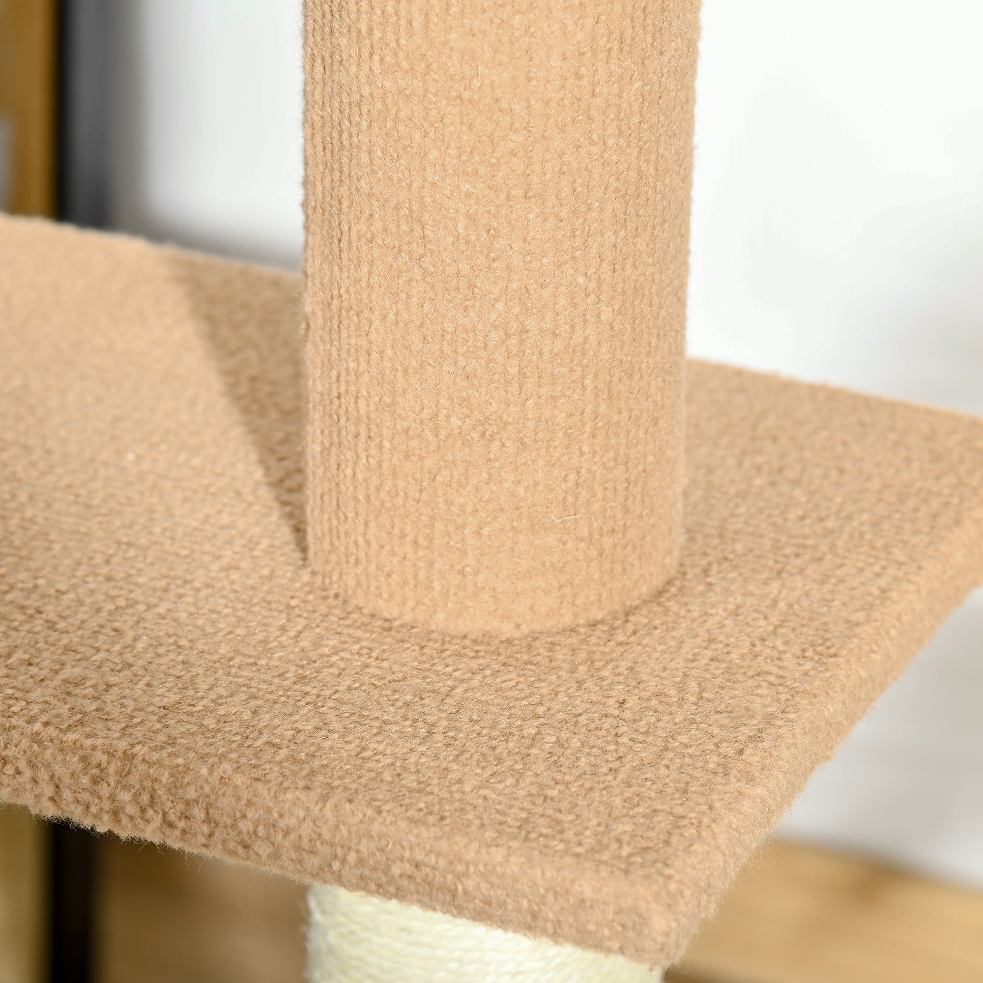 Ceiling-High Cat Tree, Adjustable Height 228-260 cm Climbing Tree for Cats with 3 Levels, Cat Scratching Tree, Floor-to-Ceiling Play Tree in Khaki