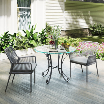 2-Piece Rattan Garden Chair Set Outdoor Furniture with Armrest Removable Backrest Cushion Weatherproof Essstühle Garden Chairs Balcony Chair Rattan Chair for Garden Balcony Terrace Dark Grey