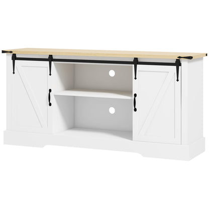 Sideboard, storage cabinet, with 2 sliding doors adjustable shelves, for living room, dining room, hallway, 150L x 40W x 72H cm, in wood, white oak