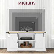 Sideboard, storage cabinet, with 2 sliding doors adjustable shelves, for living room, dining room, hallway, 150L x 40W x 72H cm, in wood, white oak