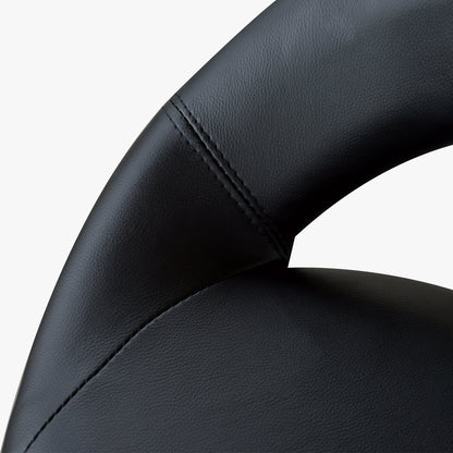 Rolling Stool Work Stool Swivel Stool Office Chair Adjustable Height, PU+Metal, Black, 50 x 54 x (66-78) cm