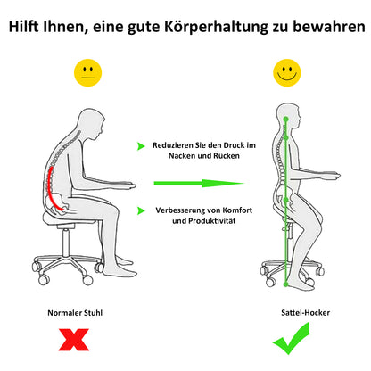 Rolling Stool Work Stool Swivel Stool Office Chair Adjustable Height, PU+Metal, Black, 50 x 54 x (66-78) cm