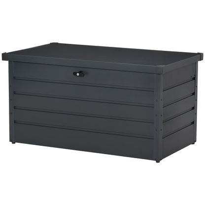 Outdoor Storage Chest 311L Steel Storage Trunk with Key Lock Pneumatic Pistons for Garden Terrace Patio 120x62x62 cm Dark Gray