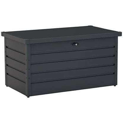 Outdoor Storage Chest 311L Steel Storage Trunk with Key Lock Pneumatic Pistons for Garden Terrace Patio 120x62x62 cm Dark Gray