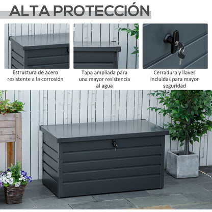 Outdoor Storage Chest 311L Steel Storage Trunk with Key Lock Pneumatic Pistons for Garden Terrace Patio 120x62x62 cm Dark Gray