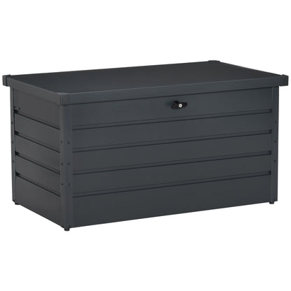 Outdoor Storage Chest 311L Steel Storage Trunk with Key Lock Pneumatic Pistons for Garden Terrace Patio 120x62x62 cm Dark Gray