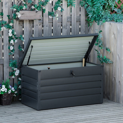 Outdoor Storage Chest 311L Steel Storage Trunk with Key Lock Pneumatic Pistons for Garden Terrace Patio 120x62x62 cm Dark Gray