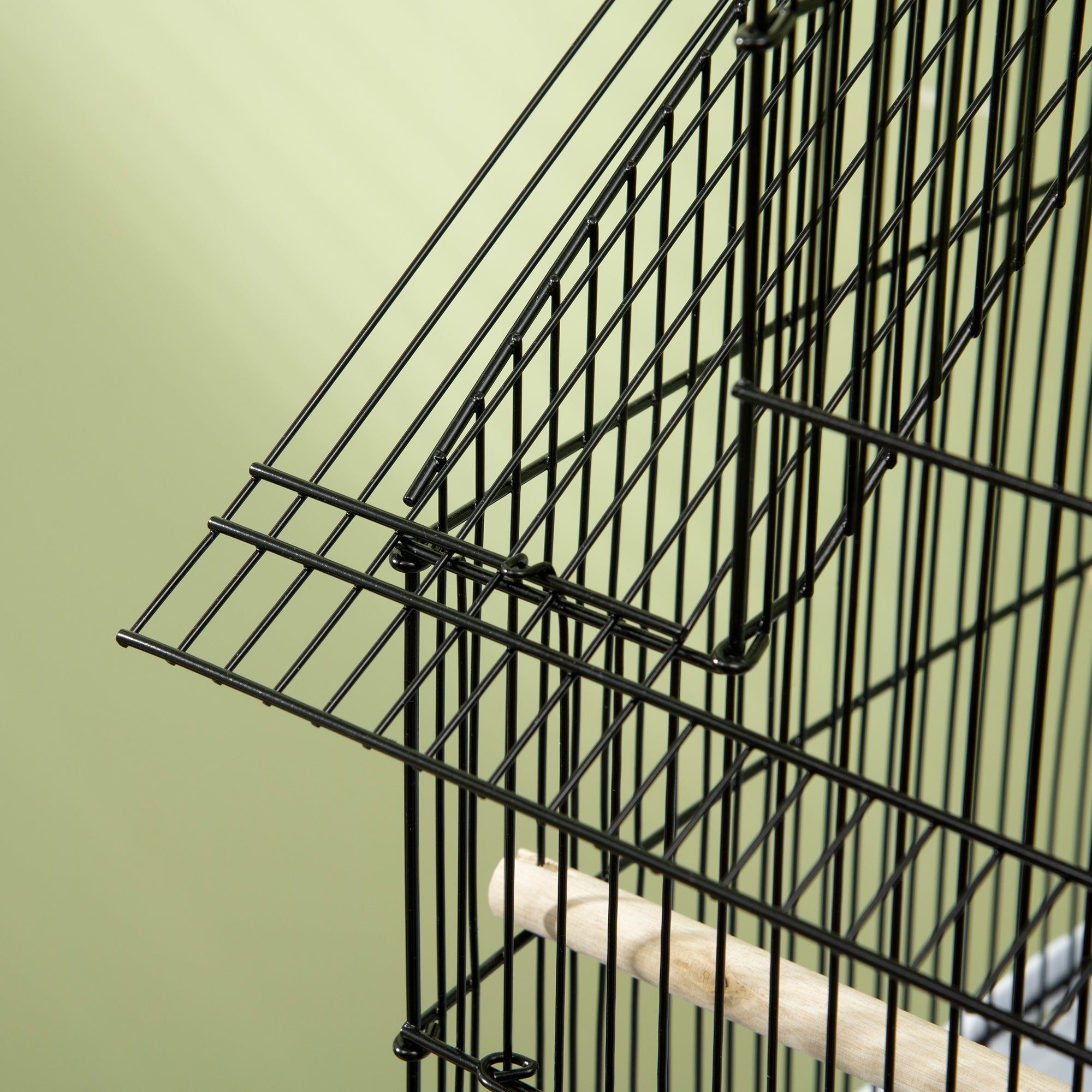 Metal and Plastic Bird Cage with Handle and Removable Tray, 50.5x41x63 cm, White