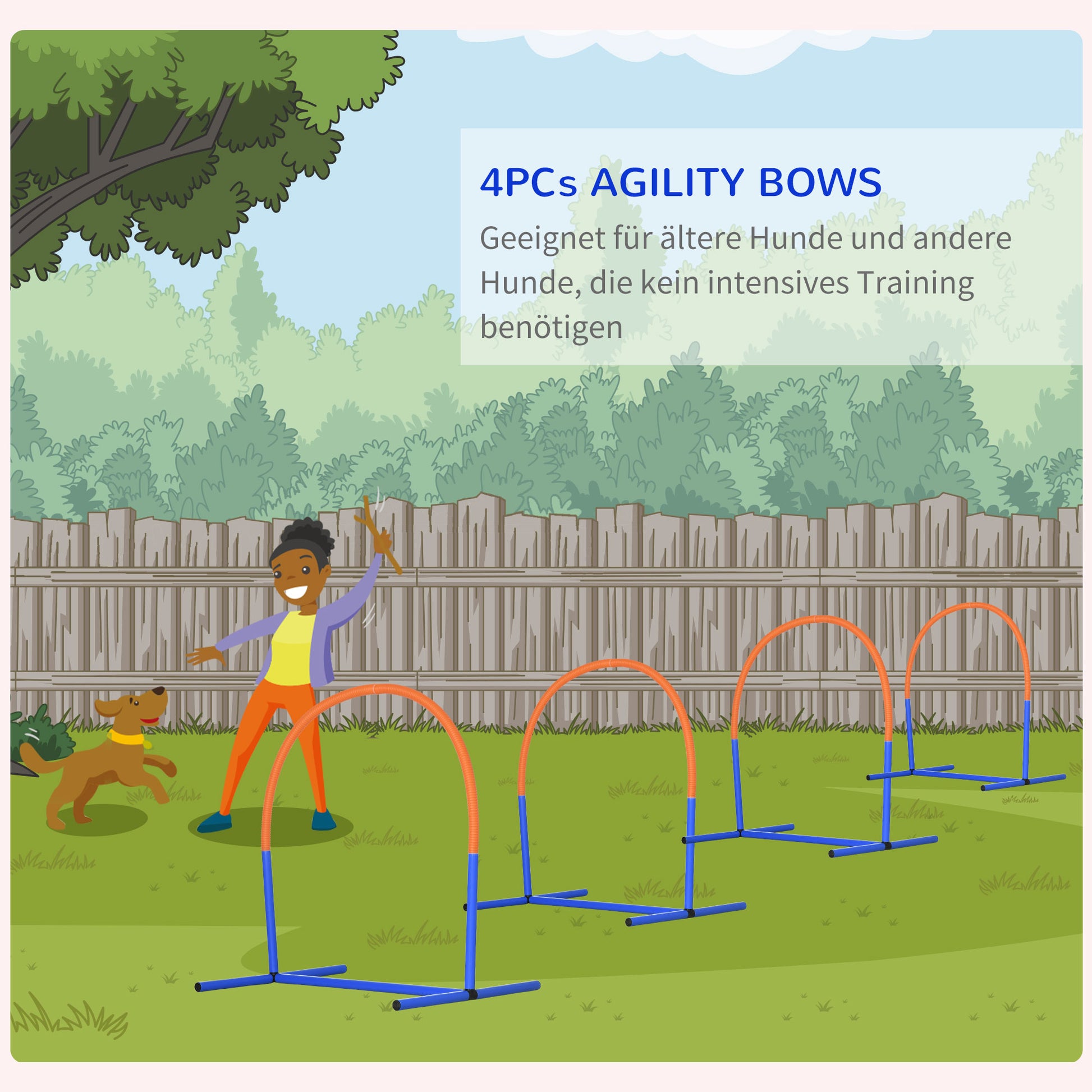 Dog Agility Training Equipment, Dog Agility Set, 4-Piece Hurdle Set for Older Dogs, Dog Training Set with Carry Bag, Blue+Orange, 88 x 64 x 95 cm