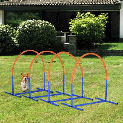 Dog Agility Training Equipment, Dog Agility Set, 4-Piece Hurdle Set for Older Dogs, Dog Training Set with Carry Bag, Blue+Orange, 88 x 64 x 95 cm