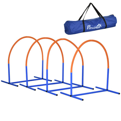 Dog Agility Training Equipment, Dog Agility Set, 4-Piece Hurdle Set for Older Dogs, Dog Training Set with Carry Bag, Blue+Orange, 88 x 64 x 95 cm