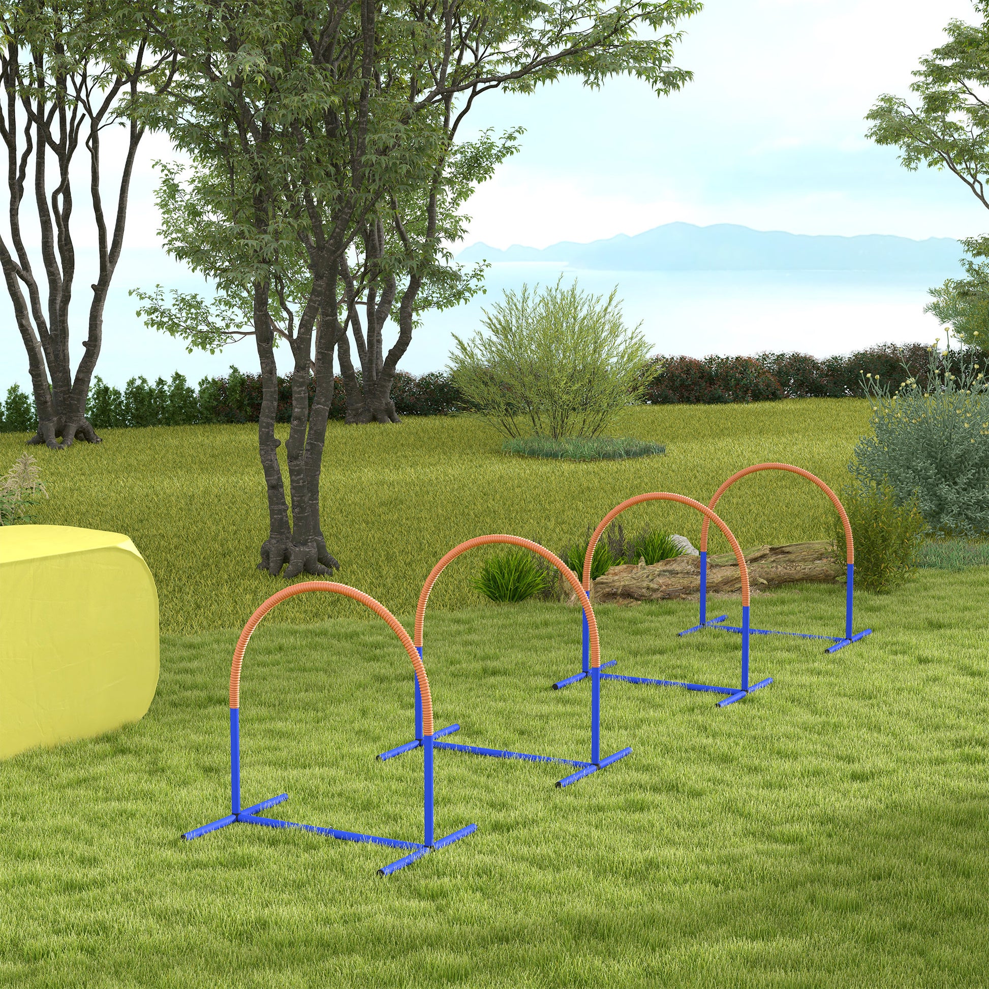 Dog Agility Training Equipment, Dog Agility Set, 4-Piece Hurdle Set for Older Dogs, Dog Training Set with Carry Bag, Blue+Orange, 88 x 64 x 95 cm