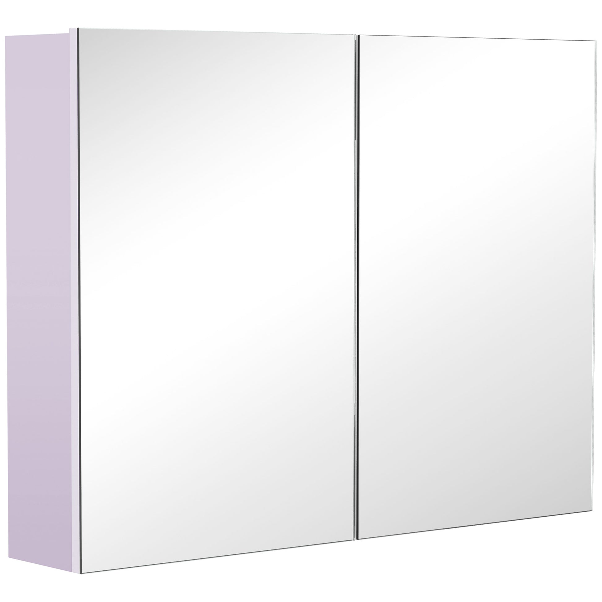 Bathroom Cabinet with Mirror 2-Door Cabinet with 3 Interior Shelves Modern Style for Bedroom Living Room 80x15x60 cm Light Purple