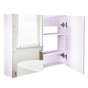 Bathroom Cabinet with Mirror 2-Door Cabinet with 3 Interior Shelves Modern Style for Bedroom Living Room 80x15x60 cm Light Purple
