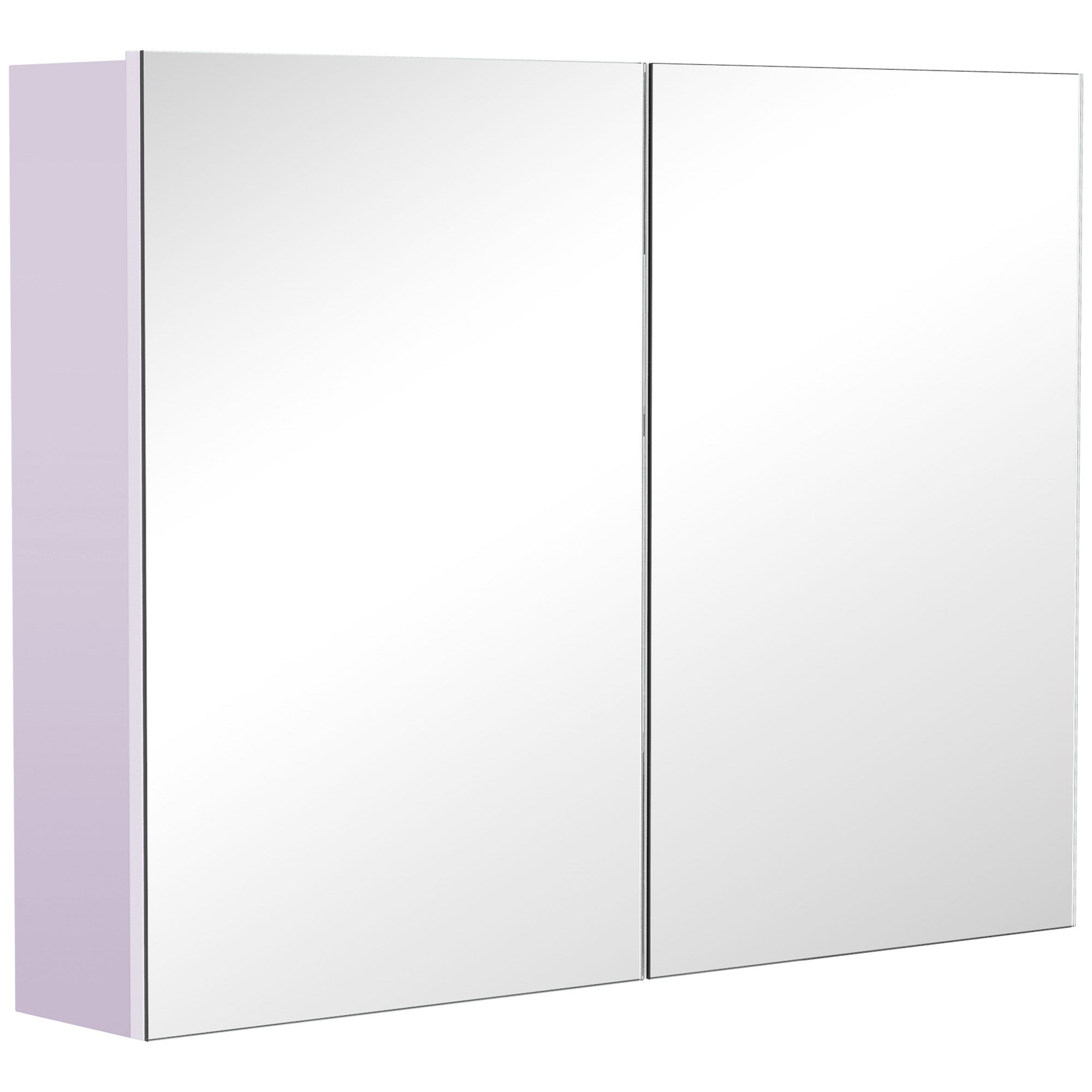 Bathroom Cabinet with Mirror 2-Door Cabinet with 3 Interior Shelves Modern Style for Bedroom Living Room 80x15x60 cm Light Purple