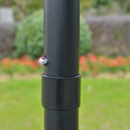 Garden Parasol 2.65x2.65m Tilted in 3 Angles with Crank, Outdoor Parasol with 8 Aluminum Ribs and 180g/㎡ Polyester Canopy, for Yard, Terrace, and Balcony, Red Wine