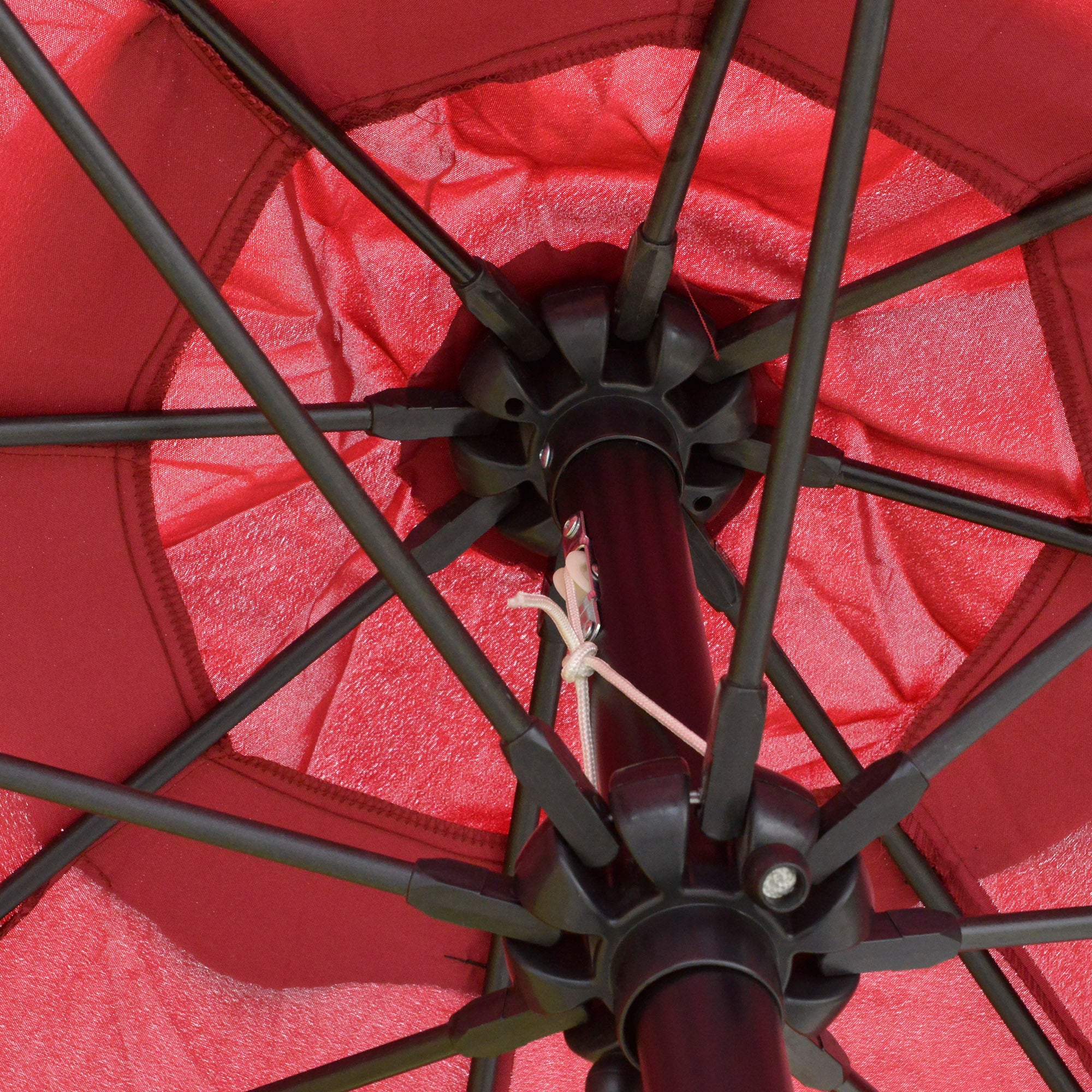 Garden Parasol 2.65x2.65m Tilted in 3 Angles with Crank, Outdoor Parasol with 8 Aluminum Ribs and 180g/㎡ Polyester Canopy, for Yard, Terrace, and Balcony, Red Wine
