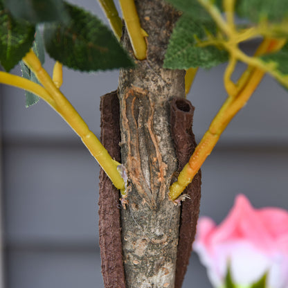 Large Artificial Rose Plants 90 cm Artificial Plant, Plastic Artificial Rose Tree in Pot, Lifelike Artificial Tree for Living Room Bedroom Office Modern Decoration Gift