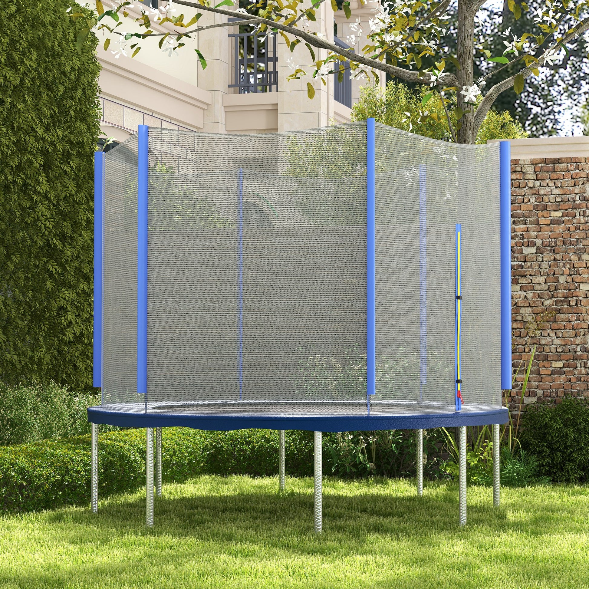 SPORTNOW Safety Net for 305 cm Diameter Trampoline Round Trampoline Safety Net for Outdoor Protector for 6 Straight Poles Blue