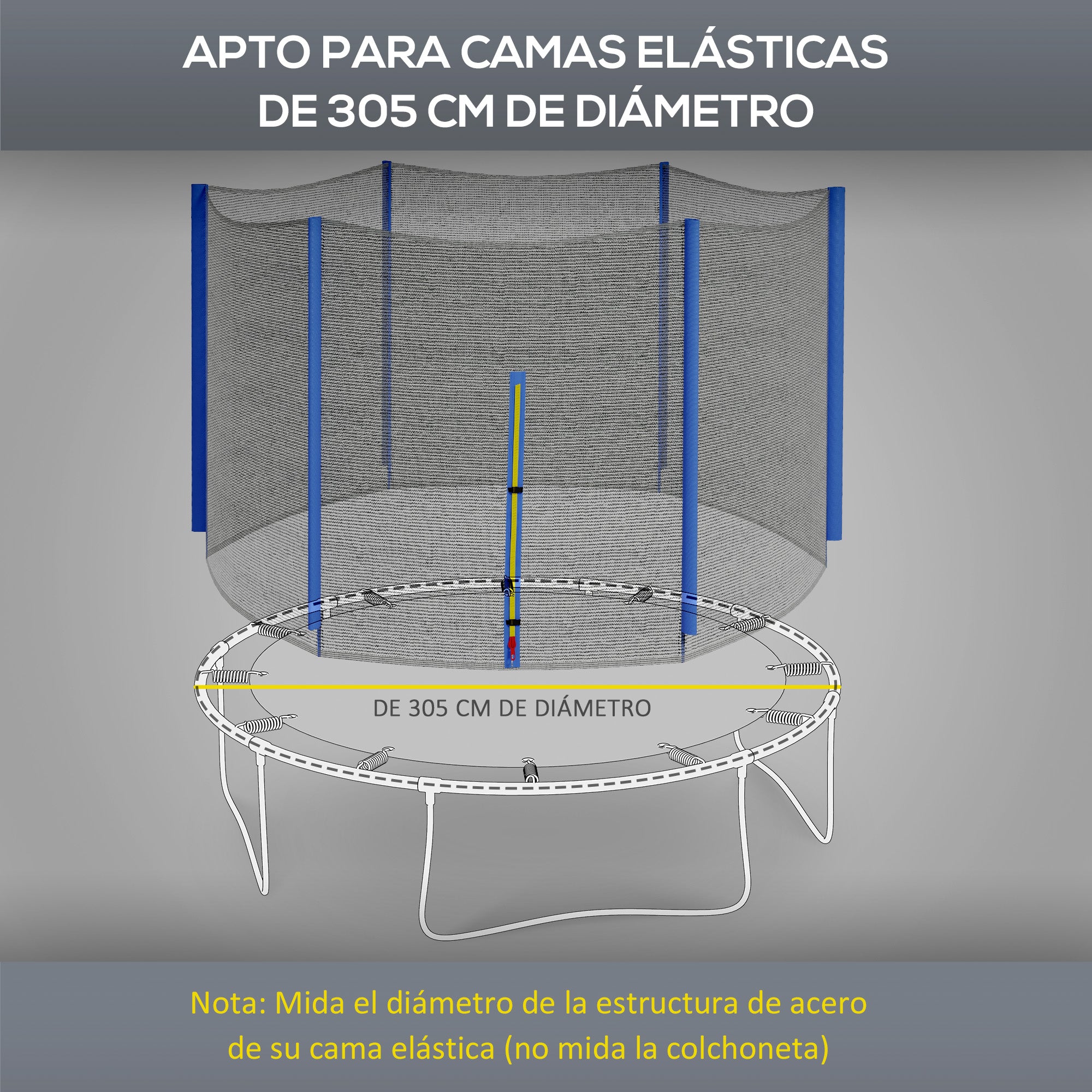 SPORTNOW Safety Net for 305 cm Diameter Trampoline Round Trampoline Safety Net for Outdoor Protector for 6 Straight Poles Blue