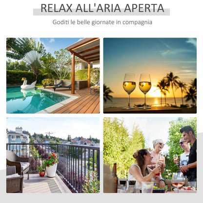 Set of 4 Garden Chairs and Table with Tempered Glass Shelf, Outdoor Furniture in PE Rattan and Metal, Black