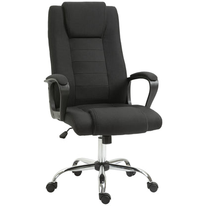 Office Chair Computer Chair with Rocking Function Headrest Ergonomic Desk Chair Rotatable Height Adjustable Linen-Touch Black 62 x 76 x 110-119 cm