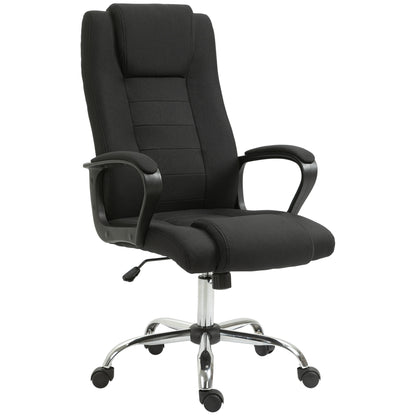 Office Chair Computer Chair with Rocking Function Headrest Ergonomic Desk Chair Rotatable Height Adjustable Linen-Touch Black 62 x 76 x 110-119 cm